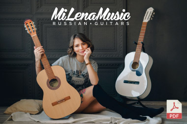 Разработка англоязычного каталога для производителя гитар "Milena Music", формат PDF